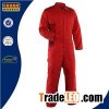 Mens Cotton Denim Red Winter Padded Long Sleeve Flame Retardant Coveralls