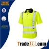 Polycotton Twill White Short Sleeve Button Down Polo Shirts With Reflective Tapes