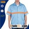 Wholesale Mens Cotton Twill Blue Short Sleeve Collared Breathable Hi Vis Work Shirts