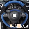 Blue Genuine Leather Black Suede Steering Wheel Cover For Volkswagen VW Gol Tiguan Passat B7 Passat 