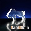 Water Cutting Crystal Glass Bull Statue