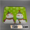 Santas And Snowflake Design Rectangular Melamine Serving Tray For Christmas Holiday