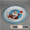 Eco-friendly Santa Printing Round Melamine Serving Tray For Christmas