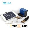 2pcs X 3W bulb Mono panel 5W lithium battery 5m connected line USB for mobile Portable Solar Power S