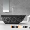 Round Simple Solid Surface Freestanding Bathtub