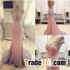 Luxurious Crystal Pink Mermaid Evening Dress 2017