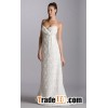 Empire A-line V-neck Chapel Train Organza Belt Wedding Dress