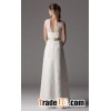 Sheath Column V-neck Floor-length Lace Wedding Dress